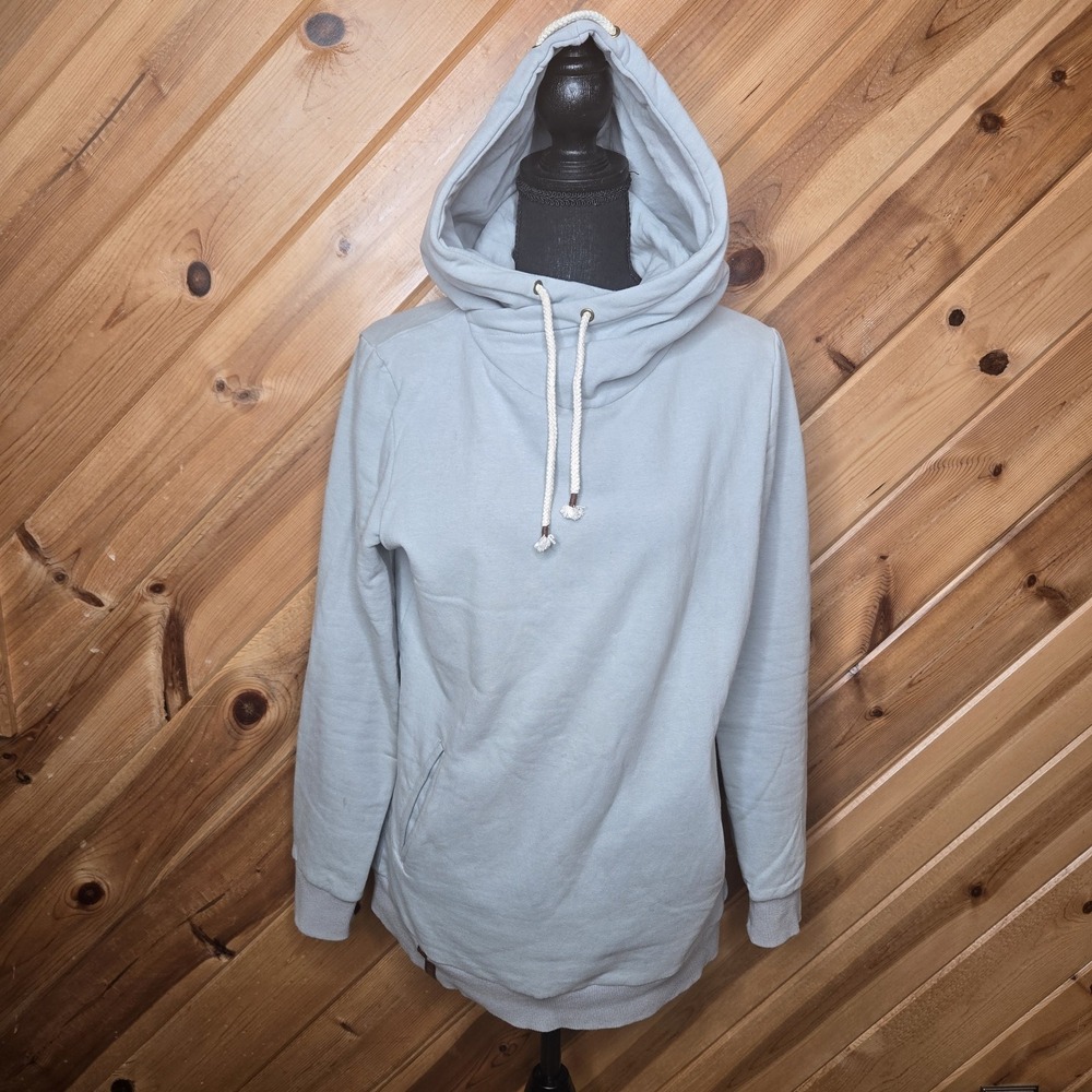 Ampersand Ave Pull Over Hoodie Sweatshirt Size M Thick Cream Blue